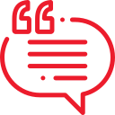A red speech bubble icon on a black background representing an appliance repair service in Boston.